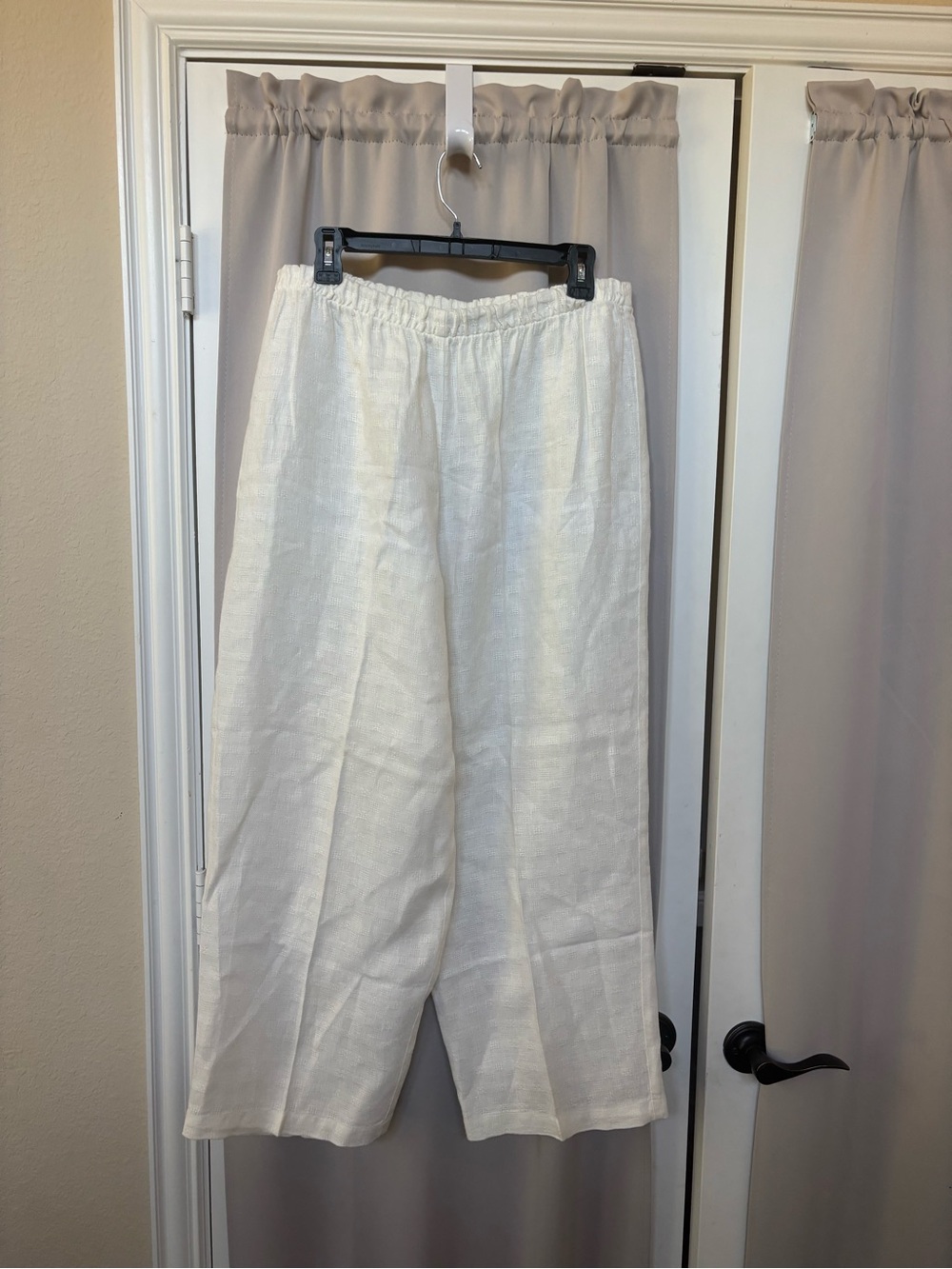 Eileen Fisher Cream Wide-Leg Linen Blend Pants